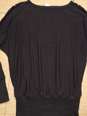 Sound & Matter Black Sweater with Lace inset